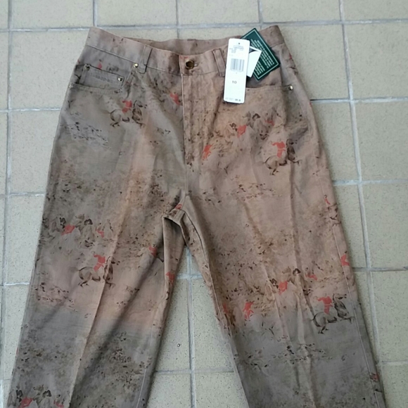 Lauren Ralph Lauren Brown Print Stretch Pants Sz10